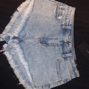 Light wash jean shorts